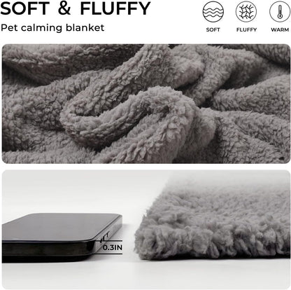 1 Pack 3 Calming Blankets Fluffy Premium Fleece Pet Blanket Soft Sherpa Throw for Dog Puppy Cat Beige Medium (30" x20'')