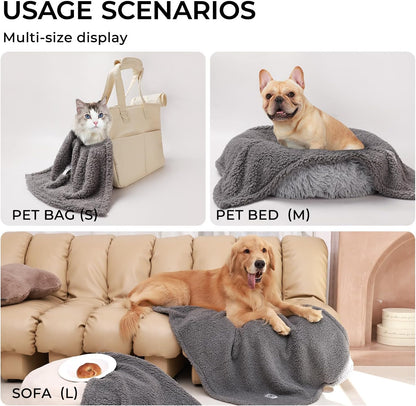 1 Pack 3 Calming Blankets Fluffy Premium Fleece Pet Blanket Soft Sherpa Throw for Dog Puppy Cat Beige Medium (30" x20'')
