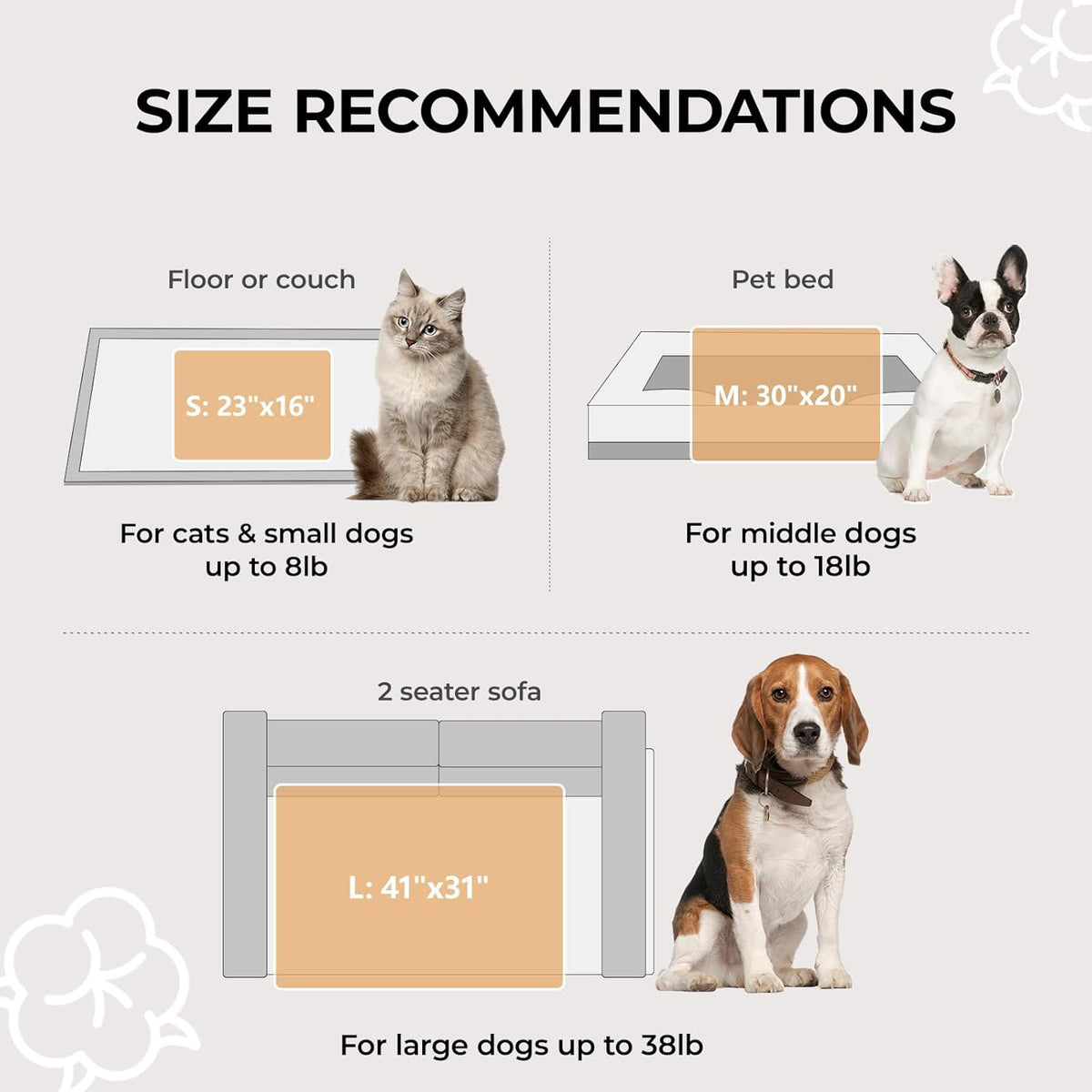 1 Pack 3 Calming Blankets Fluffy Premium Fleece Pet Blanket Soft Sherpa Throw for Dog Puppy Cat Beige Medium (30" x20'')