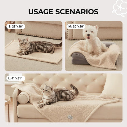1 Pack 3 Calming Blankets Fluffy Premium Fleece Pet Blanket Soft Sherpa Throw for Dog Puppy Cat Beige Medium (30" x20'')