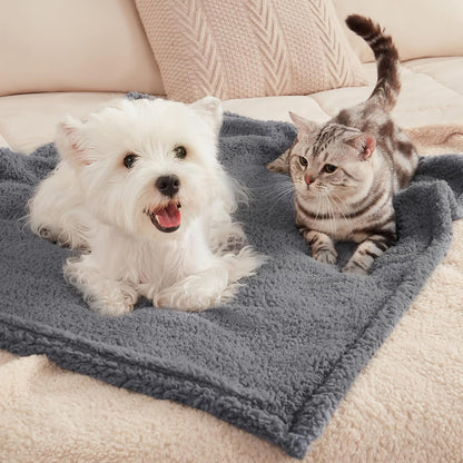 1 Pack 3 Calming Blankets Fluffy Premium Fleece Pet Blanket Soft Sherpa Throw for Dog Puppy Cat Beige Medium (30" x20'')
