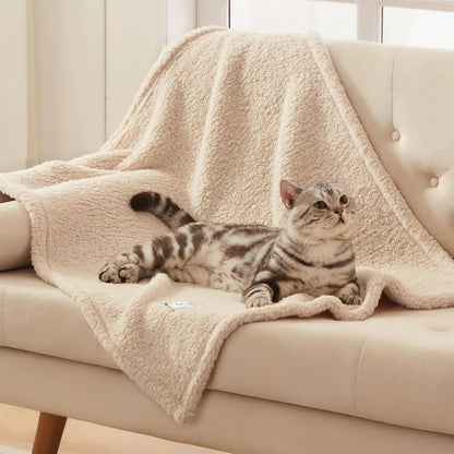 1 Pack 3 Calming Blankets Fluffy Premium Fleece Pet Blanket Soft Sherpa Throw for Dog Puppy Cat Beige Medium (30" x20'')