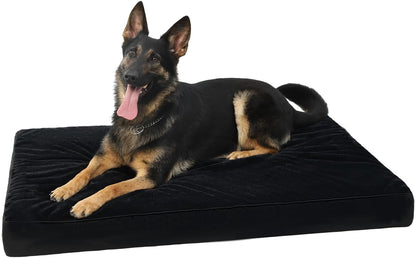 KSIIA Orthopedic Dog Bed for Large Dogs with Waterproof Lining, Grey, 35x22 | Deluxe Soft Plush Dog Crate Bed, Washable Pet Mat with Removable Cover & Egg Crate Foam for Large Dogs Sleeping & Relaxing