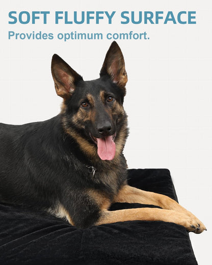 KSIIA Orthopedic Dog Bed for Large Dogs with Waterproof Lining, Grey, 35x22 | Deluxe Soft Plush Dog Crate Bed, Washable Pet Mat with Removable Cover & Egg Crate Foam for Large Dogs Sleeping & Relaxing