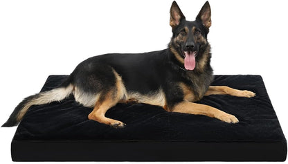 KSIIA Orthopedic Dog Bed for Large Dogs with Waterproof Lining, Grey, 35x22 | Deluxe Soft Plush Dog Crate Bed, Washable Pet Mat with Removable Cover & Egg Crate Foam for Large Dogs Sleeping & Relaxing