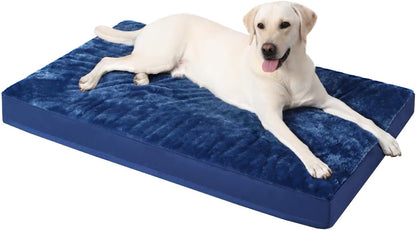 KSIIA Orthopedic Dog Bed for Large Dogs with Waterproof Lining, Grey, 35x22 | Deluxe Soft Plush Dog Crate Bed, Washable Pet Mat with Removable Cover & Egg Crate Foam for Large Dogs Sleeping & Relaxing