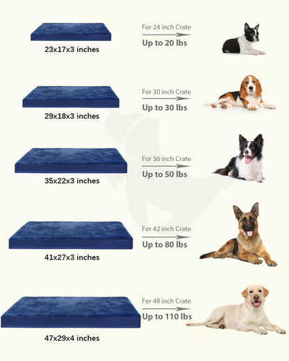 KSIIA Orthopedic Dog Bed for Large Dogs with Waterproof Lining, Grey, 35x22 | Deluxe Soft Plush Dog Crate Bed, Washable Pet Mat with Removable Cover & Egg Crate Foam for Large Dogs Sleeping & Relaxing