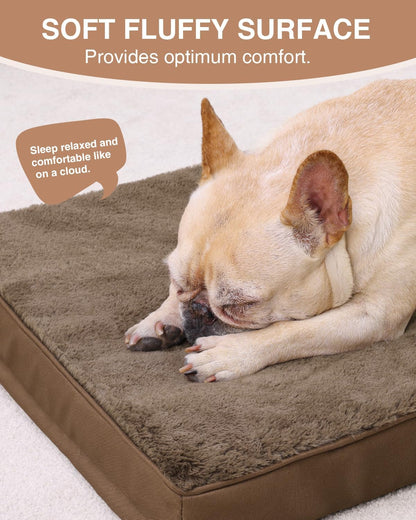 KSIIA Orthopedic Dog Bed for Large Dogs with Waterproof Lining, Grey, 35x22 | Deluxe Soft Plush Dog Crate Bed, Washable Pet Mat with Removable Cover & Egg Crate Foam for Large Dogs Sleeping & Relaxing