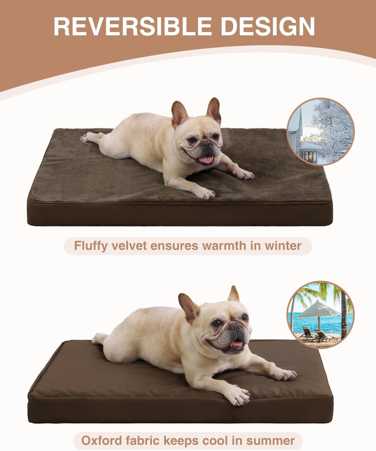 KSIIA Orthopedic Dog Bed for Large Dogs with Waterproof Lining, Grey, 35x22 | Deluxe Soft Plush Dog Crate Bed, Washable Pet Mat with Removable Cover & Egg Crate Foam for Large Dogs Sleeping & Relaxing