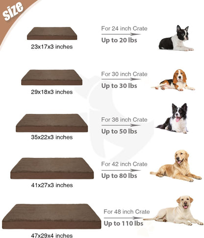 KSIIA Orthopedic Dog Bed for Large Dogs with Waterproof Lining, Grey, 35x22 | Deluxe Soft Plush Dog Crate Bed, Washable Pet Mat with Removable Cover & Egg Crate Foam for Large Dogs Sleeping & Relaxing