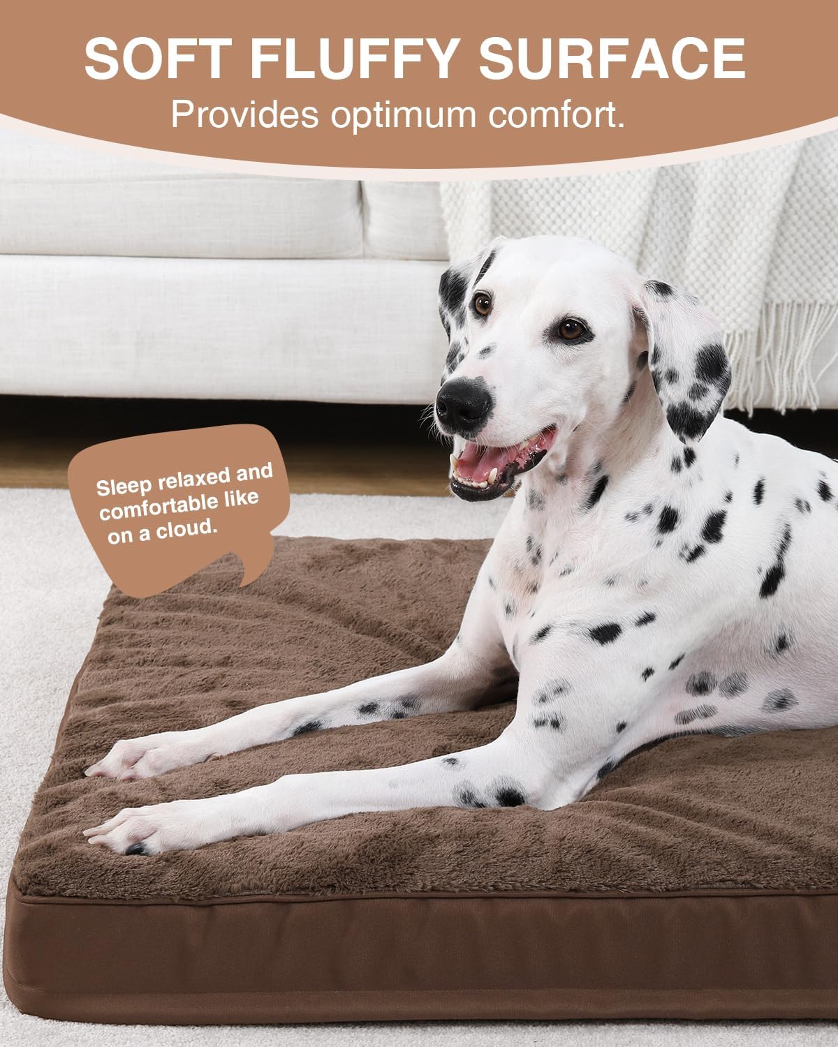 KSIIA Orthopedic Dog Bed for Large Dogs with Waterproof Lining, Grey, 35x22 | Deluxe Soft Plush Dog Crate Bed, Washable Pet Mat with Removable Cover & Egg Crate Foam for Large Dogs Sleeping & Relaxing