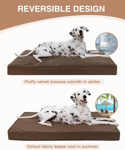 KSIIA Orthopedic Dog Bed for Large Dogs with Waterproof Lining, Grey, 35x22 | Deluxe Soft Plush Dog Crate Bed, Washable Pet Mat with Removable Cover & Egg Crate Foam for Large Dogs Sleeping & Relaxing