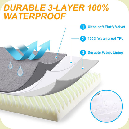KSIIA Orthopedic Dog Bed for Large Dogs with Waterproof Lining, Grey, 35x22 | Deluxe Soft Plush Dog Crate Bed, Washable Pet Mat with Removable Cover & Egg Crate Foam for Large Dogs Sleeping & Relaxing