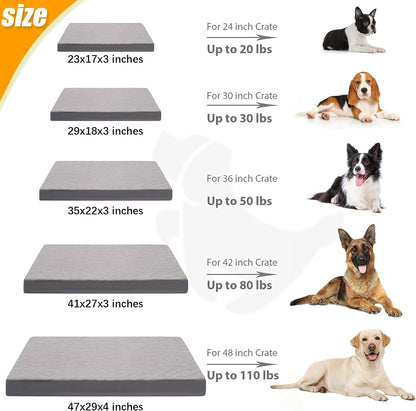 KSIIA Orthopedic Dog Bed for Large Dogs with Waterproof Lining, Grey, 35x22 | Deluxe Soft Plush Dog Crate Bed, Washable Pet Mat with Removable Cover & Egg Crate Foam for Large Dogs Sleeping & Relaxing