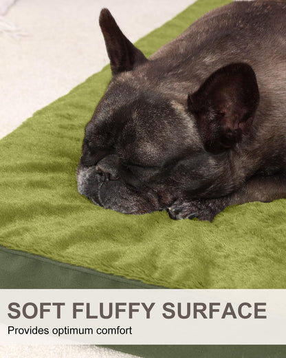 KSIIA Orthopedic Dog Bed for Large Dogs with Waterproof Lining, Grey, 35x22 | Deluxe Soft Plush Dog Crate Bed, Washable Pet Mat with Removable Cover & Egg Crate Foam for Large Dogs Sleeping & Relaxing