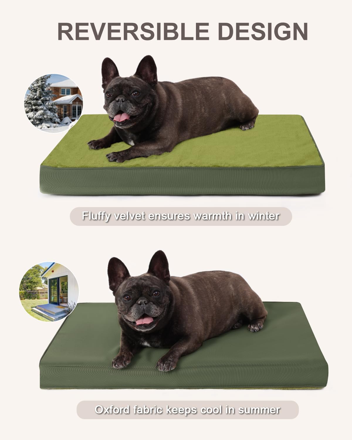 KSIIA Orthopedic Dog Bed for Large Dogs with Waterproof Lining, Grey, 35x22 | Deluxe Soft Plush Dog Crate Bed, Washable Pet Mat with Removable Cover & Egg Crate Foam for Large Dogs Sleeping & Relaxing