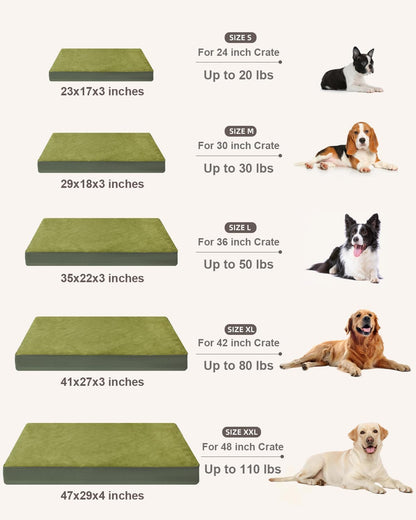 KSIIA Orthopedic Dog Bed for Large Dogs with Waterproof Lining, Grey, 35x22 | Deluxe Soft Plush Dog Crate Bed, Washable Pet Mat with Removable Cover & Egg Crate Foam for Large Dogs Sleeping & Relaxing