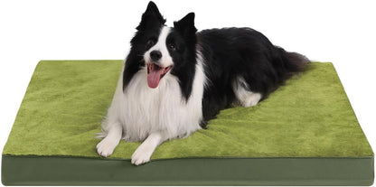 KSIIA Orthopedic Dog Bed for Large Dogs with Waterproof Lining, Grey, 35x22 | Deluxe Soft Plush Dog Crate Bed, Washable Pet Mat with Removable Cover & Egg Crate Foam for Large Dogs Sleeping & Relaxing