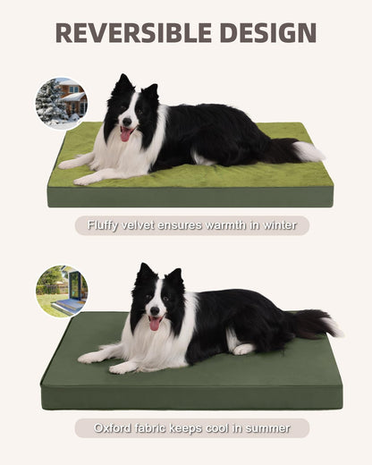 KSIIA Orthopedic Dog Bed for Large Dogs with Waterproof Lining, Grey, 35x22 | Deluxe Soft Plush Dog Crate Bed, Washable Pet Mat with Removable Cover & Egg Crate Foam for Large Dogs Sleeping & Relaxing