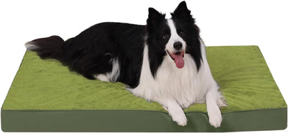 KSIIA Orthopedic Dog Bed for Large Dogs with Waterproof Lining, Grey, 35x22 | Deluxe Soft Plush Dog Crate Bed, Washable Pet Mat with Removable Cover & Egg Crate Foam for Large Dogs Sleeping & Relaxing