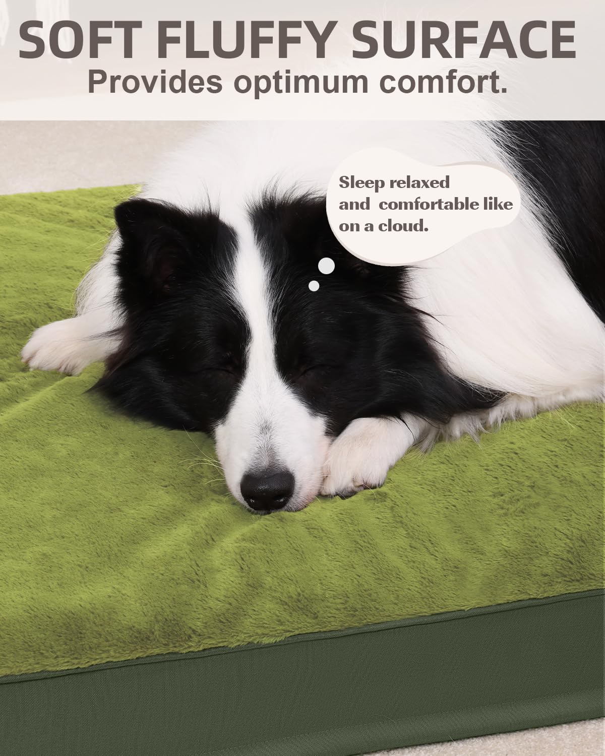 KSIIA Orthopedic Dog Bed for Large Dogs with Waterproof Lining, Grey, 35x22 | Deluxe Soft Plush Dog Crate Bed, Washable Pet Mat with Removable Cover & Egg Crate Foam for Large Dogs Sleeping & Relaxing