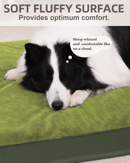 KSIIA Orthopedic Dog Bed for Large Dogs with Waterproof Lining, Grey, 35x22 | Deluxe Soft Plush Dog Crate Bed, Washable Pet Mat with Removable Cover & Egg Crate Foam for Large Dogs Sleeping & Relaxing