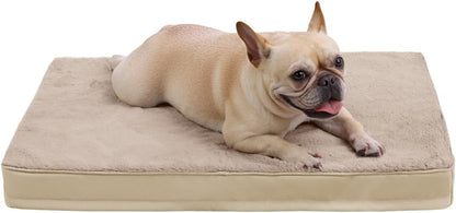 KSIIA Orthopedic Dog Bed for Large Dogs with Waterproof Lining, Grey, 35x22 | Deluxe Soft Plush Dog Crate Bed, Washable Pet Mat with Removable Cover & Egg Crate Foam for Large Dogs Sleeping & Relaxing