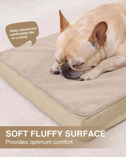 KSIIA Orthopedic Dog Bed for Large Dogs with Waterproof Lining, Grey, 35x22 | Deluxe Soft Plush Dog Crate Bed, Washable Pet Mat with Removable Cover & Egg Crate Foam for Large Dogs Sleeping & Relaxing