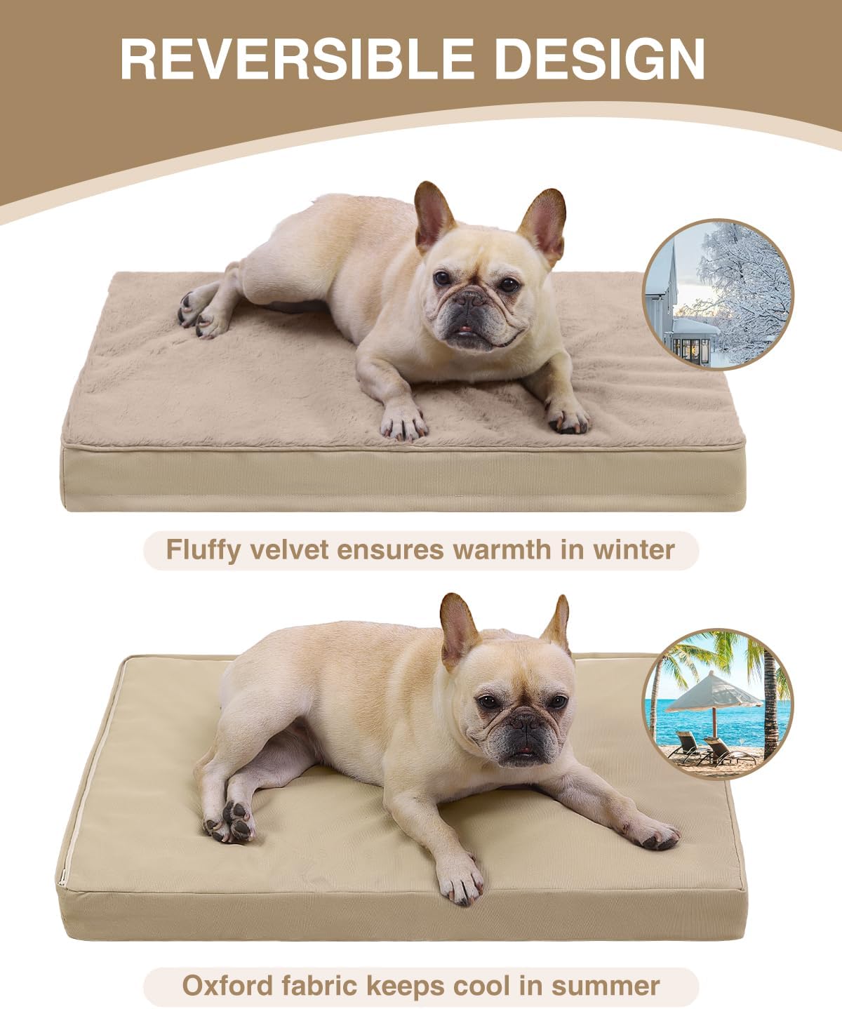 KSIIA Orthopedic Dog Bed for Large Dogs with Waterproof Lining, Grey, 35x22 | Deluxe Soft Plush Dog Crate Bed, Washable Pet Mat with Removable Cover & Egg Crate Foam for Large Dogs Sleeping & Relaxing