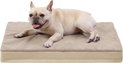 KSIIA Orthopedic Dog Bed for Large Dogs with Waterproof Lining, Grey, 35x22 | Deluxe Soft Plush Dog Crate Bed, Washable Pet Mat with Removable Cover & Egg Crate Foam for Large Dogs Sleeping & Relaxing