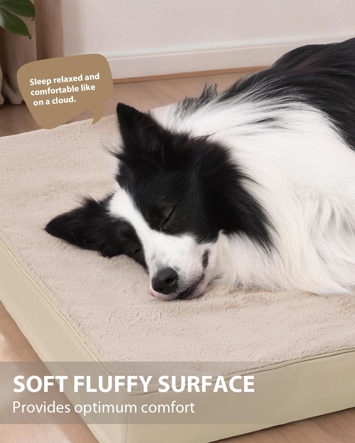 KSIIA Orthopedic Dog Bed for Large Dogs with Waterproof Lining, Grey, 35x22 | Deluxe Soft Plush Dog Crate Bed, Washable Pet Mat with Removable Cover & Egg Crate Foam for Large Dogs Sleeping & Relaxing