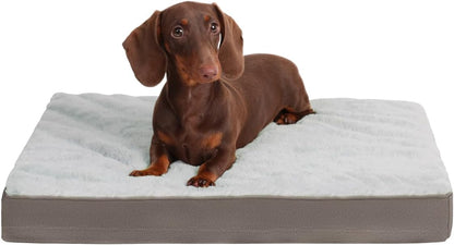 KSIIA Orthopedic Dog Bed for Large Dogs with Waterproof Lining, Grey, 35x22 | Deluxe Soft Plush Dog Crate Bed, Washable Pet Mat with Removable Cover & Egg Crate Foam for Large Dogs Sleeping & Relaxing