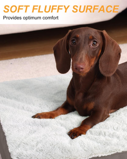 KSIIA Orthopedic Dog Bed for Large Dogs with Waterproof Lining, Grey, 35x22 | Deluxe Soft Plush Dog Crate Bed, Washable Pet Mat with Removable Cover & Egg Crate Foam for Large Dogs Sleeping & Relaxing