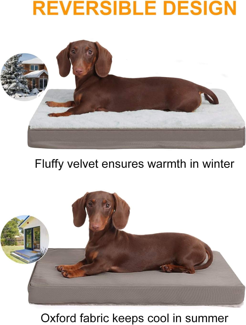 KSIIA Orthopedic Dog Bed for Large Dogs with Waterproof Lining, Grey, 35x22 | Deluxe Soft Plush Dog Crate Bed, Washable Pet Mat with Removable Cover & Egg Crate Foam for Large Dogs Sleeping & Relaxing
