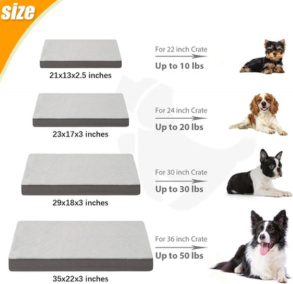 KSIIA Orthopedic Dog Bed for Large Dogs with Waterproof Lining, Grey, 35x22 | Deluxe Soft Plush Dog Crate Bed, Washable Pet Mat with Removable Cover & Egg Crate Foam for Large Dogs Sleeping & Relaxing