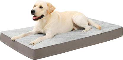 KSIIA Orthopedic Dog Bed for Large Dogs with Waterproof Lining, Grey, 35x22 | Deluxe Soft Plush Dog Crate Bed, Washable Pet Mat with Removable Cover & Egg Crate Foam for Large Dogs Sleeping & Relaxing