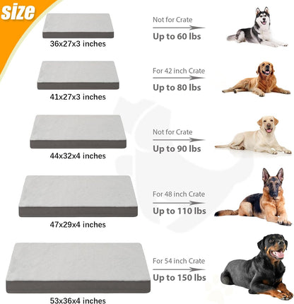 KSIIA Orthopedic Dog Bed for Large Dogs with Waterproof Lining, Grey, 35x22 | Deluxe Soft Plush Dog Crate Bed, Washable Pet Mat with Removable Cover & Egg Crate Foam for Large Dogs Sleeping & Relaxing