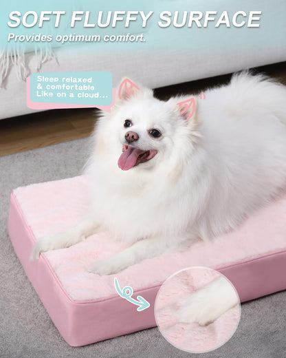 KSIIA Orthopedic Dog Bed for Large Dogs with Waterproof Lining, Grey, 35x22 | Deluxe Soft Plush Dog Crate Bed, Washable Pet Mat with Removable Cover & Egg Crate Foam for Large Dogs Sleeping & Relaxing