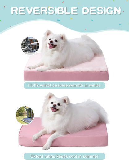 KSIIA Orthopedic Dog Bed for Large Dogs with Waterproof Lining, Grey, 35x22 | Deluxe Soft Plush Dog Crate Bed, Washable Pet Mat with Removable Cover & Egg Crate Foam for Large Dogs Sleeping & Relaxing