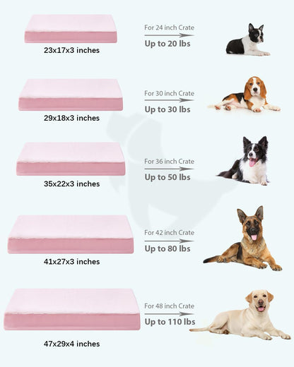 KSIIA Orthopedic Dog Bed for Large Dogs with Waterproof Lining, Grey, 35x22 | Deluxe Soft Plush Dog Crate Bed, Washable Pet Mat with Removable Cover & Egg Crate Foam for Large Dogs Sleeping & Relaxing