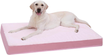 KSIIA Orthopedic Dog Bed for Large Dogs with Waterproof Lining, Grey, 35x22 | Deluxe Soft Plush Dog Crate Bed, Washable Pet Mat with Removable Cover & Egg Crate Foam for Large Dogs Sleeping & Relaxing