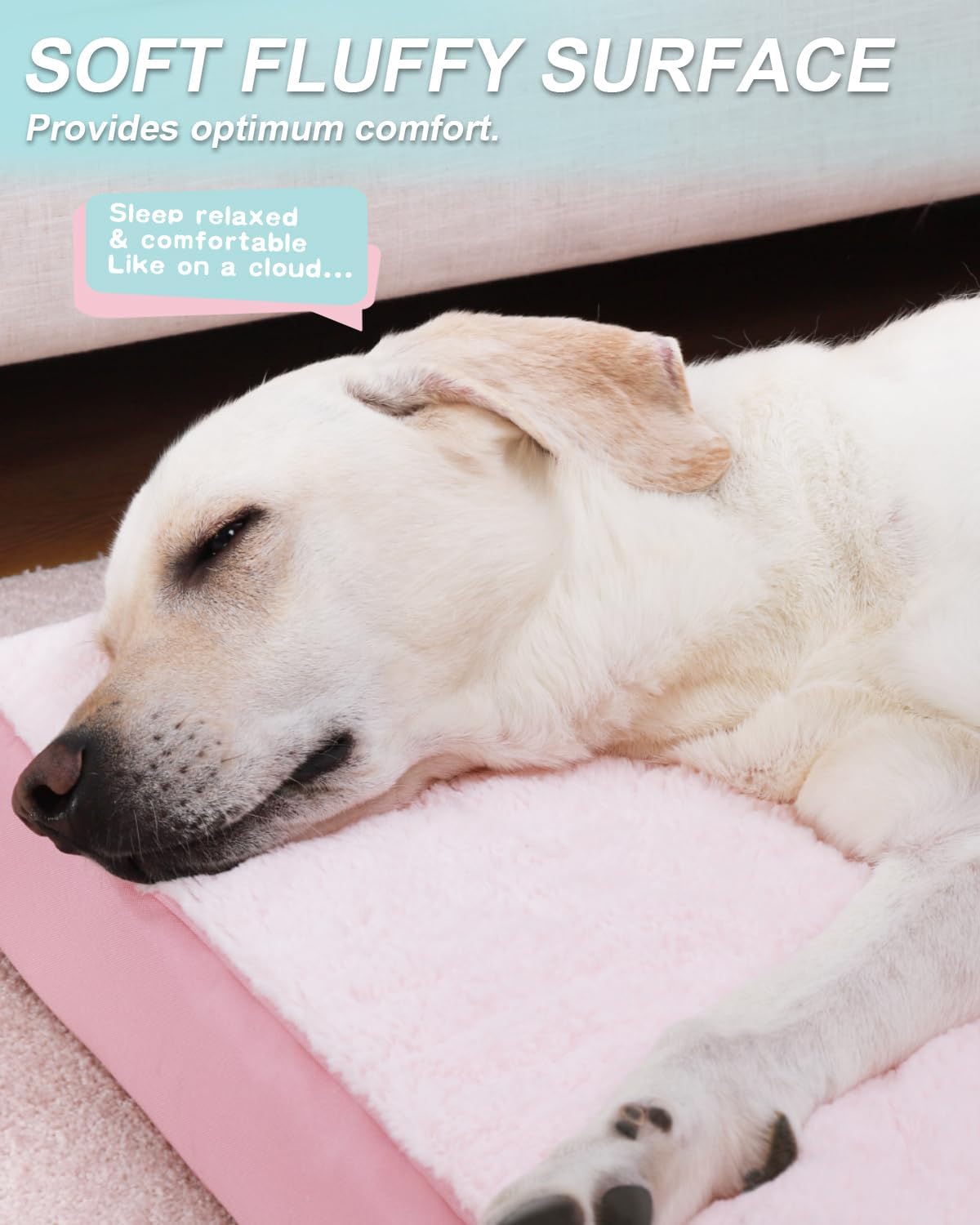 KSIIA Orthopedic Dog Bed for Large Dogs with Waterproof Lining, Grey, 35x22 | Deluxe Soft Plush Dog Crate Bed, Washable Pet Mat with Removable Cover & Egg Crate Foam for Large Dogs Sleeping & Relaxing