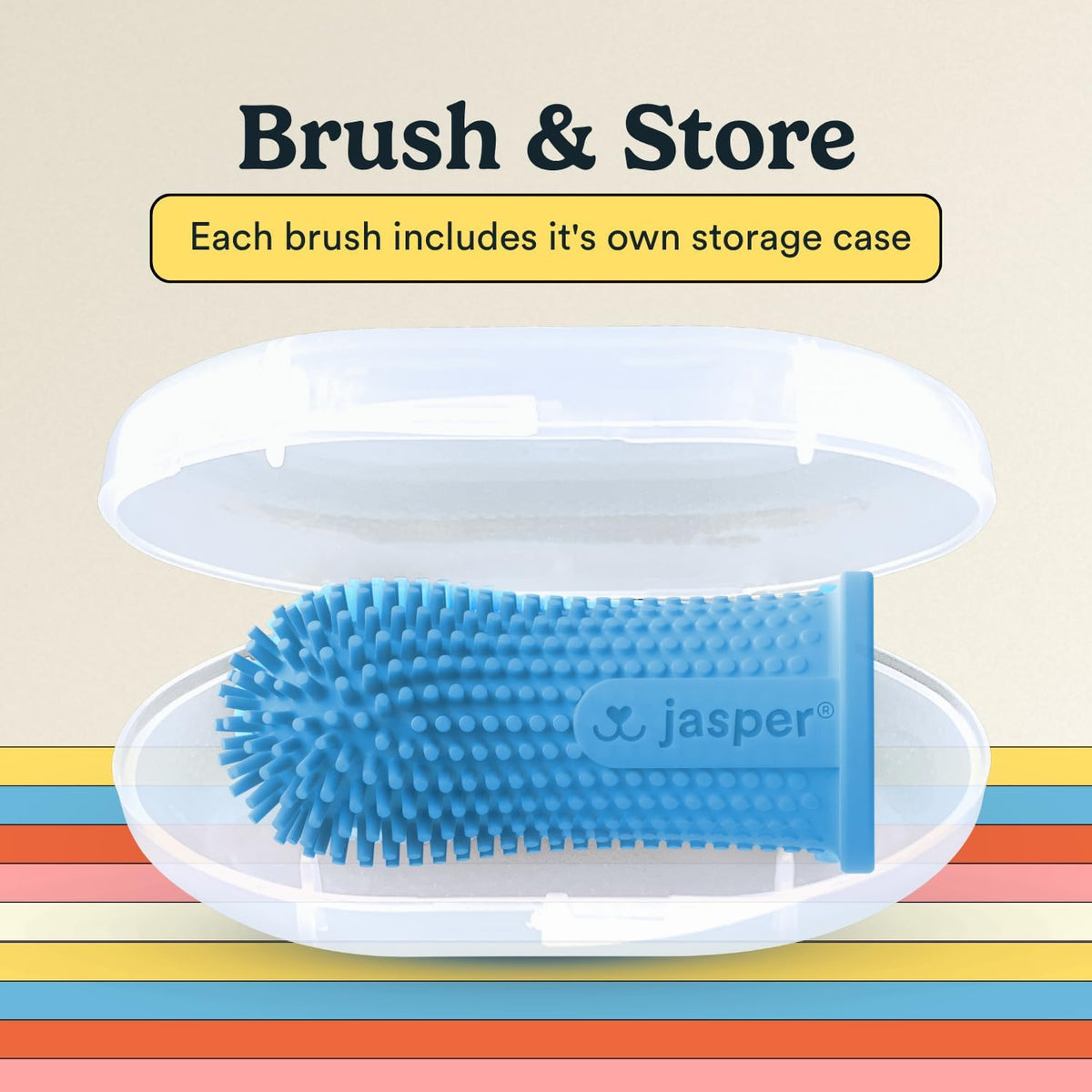 Jasper Dog Toothbrush, 360° Finger Toothbrush for Dogs & Cats, Blue | 12x More Bristles, Teeth Cleaning Kit for Small & Large Pets, Toothpaste Not Included, Fights Bad Breath, Extra Soft Silicone