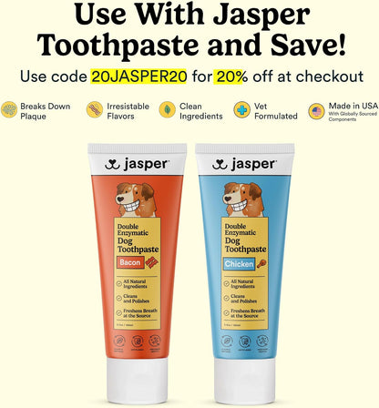Jasper Dog Toothbrush, 360° Finger Toothbrush for Dogs & Cats, Blue | 12x More Bristles, Teeth Cleaning Kit for Small & Large Pets, Toothpaste Not Included, Fights Bad Breath, Extra Soft Silicone