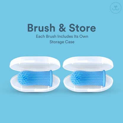 Jasper Dog Toothbrush, 360° Finger Toothbrush for Dogs & Cats, Blue | 12x More Bristles, Teeth Cleaning Kit for Small & Large Pets, Toothpaste Not Included, Fights Bad Breath, Extra Soft Silicone