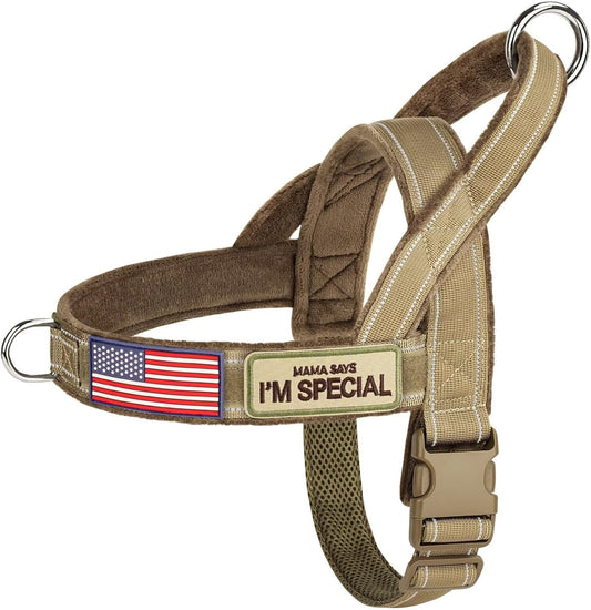 No Pull Dog Harness with Large Handle,Comfortable,M,Brown
