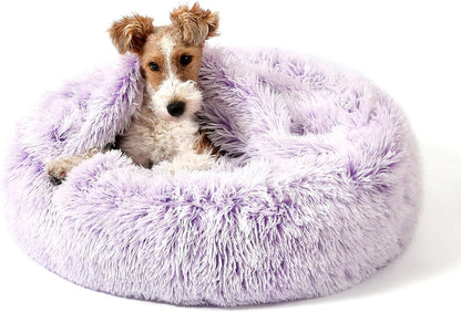 Calming Donut Dog Bed, Hooded Cave with Blanket