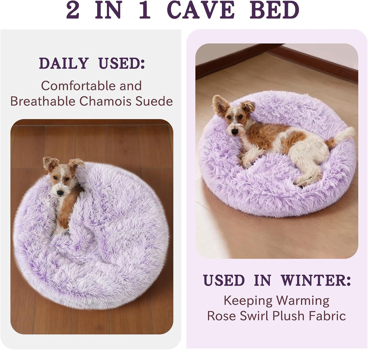 Calming Donut Dog Bed, Hooded Cave with Blanket