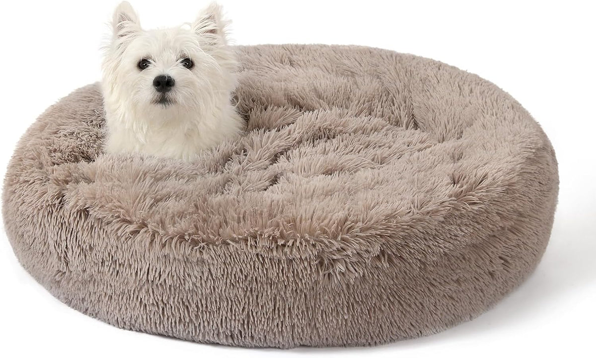 Calming Donut Dog Bed, Hooded Cave with Blanket