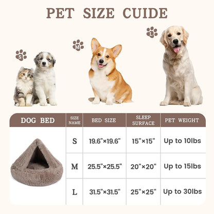 Calming Donut Dog Bed, Hooded Cave with Blanket